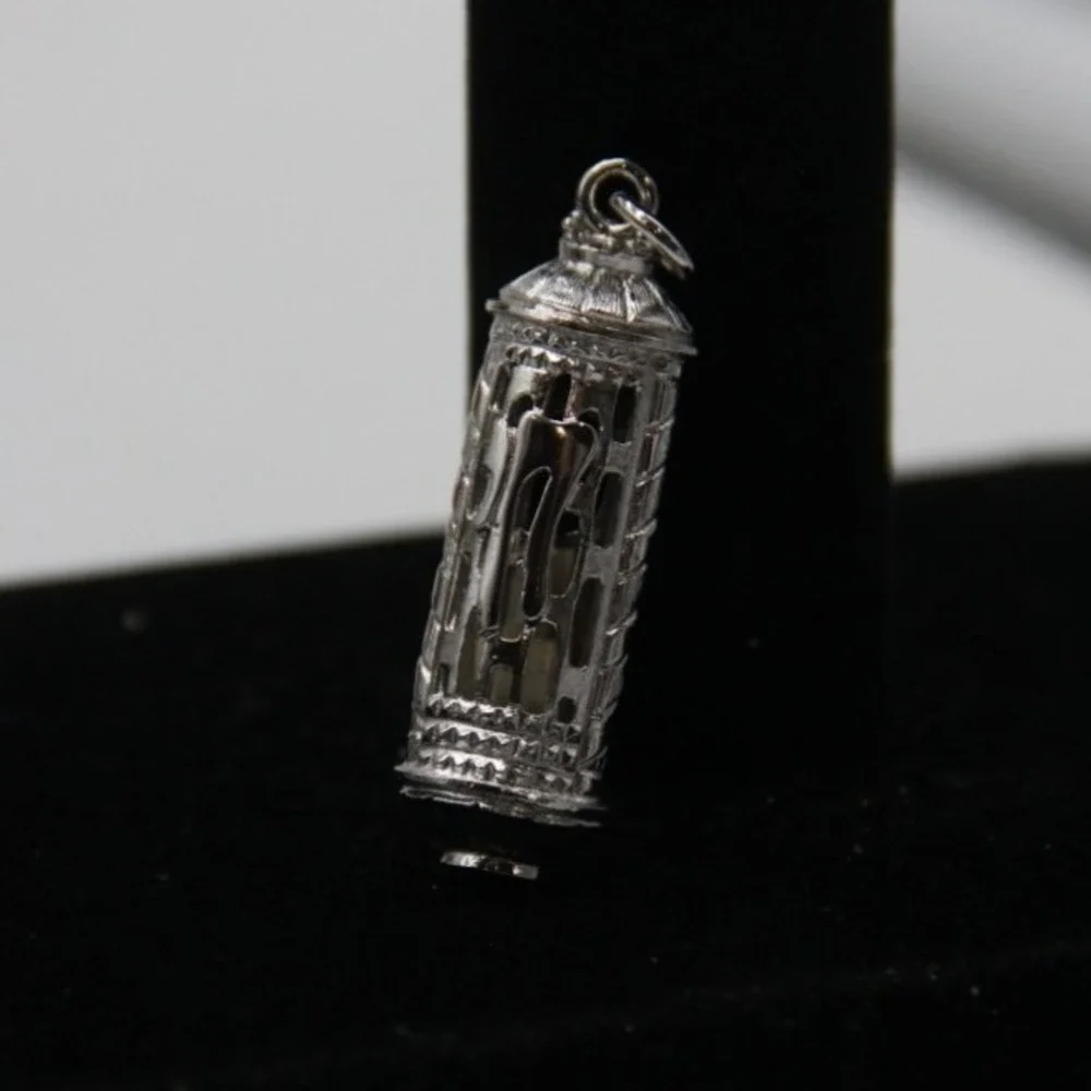 Sterling Silver Mezuzah Pendant Hebrew Shin Charm Religious Jewish Jewelry THFOA